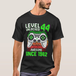 Camiseta Nível 44 Desbloqueado Incrível Desde 1982 Jogador 