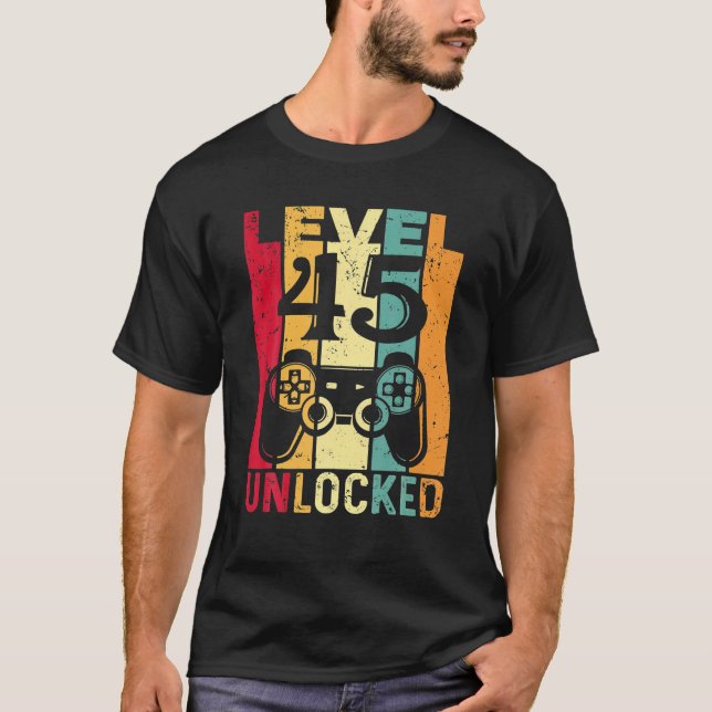 Camiseta Nível 45 Desbloqueado Fantástico 1978 Vídeo Game 4 (Frente)