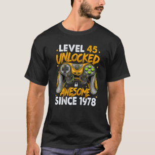 Camiseta Nível 45 Desbloqueado Incrível Desde 1978 45º Aniv