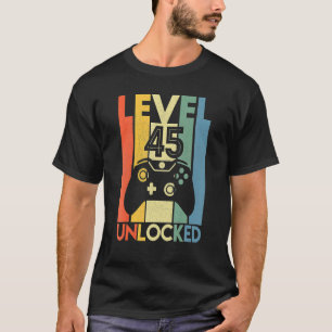 Camiseta Nível 45 Vídeo Gamer 45º Aniversário desbloqueado