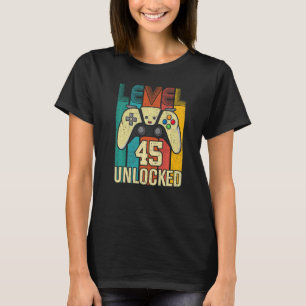 Camiseta Nível 45 Vídeo Gamer 45º Aniversário desbloqueado