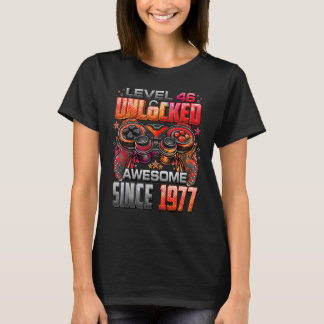Camiseta Nível 46 Desbloqueado Incrível Desde 1977 46º Aniv