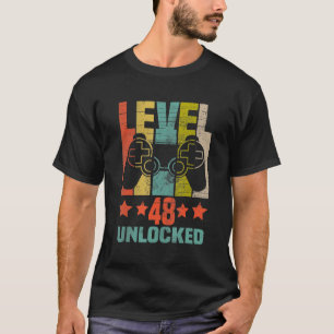 Camiseta Nível 48 Vídeo Gamer 48º Aniversário desbloqueado