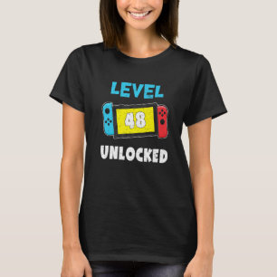 Camiseta Nível 48 Videos games desbloqueados 48º Aniversári