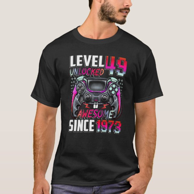 Camiseta Nível 49 Desbloqueado Incrível Desde 1973 49º Aniv (Frente)