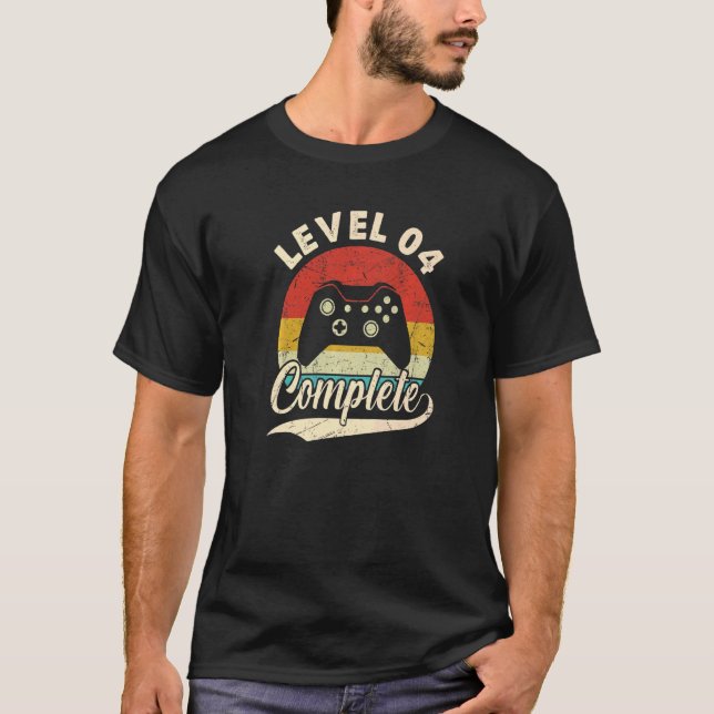 Camiseta Nível 4 Completado 4º Aniversário De Casamento Par (Frente)