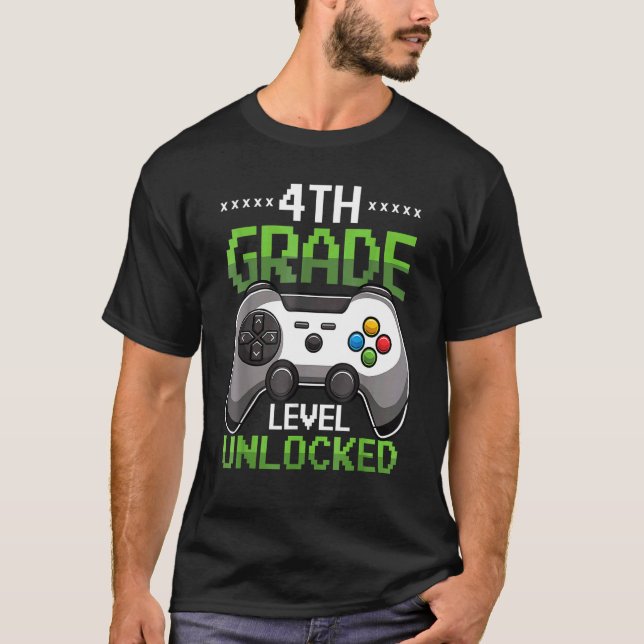 Camiseta Nível 4 Desbloqueado De Volta Ao Jogo De Vídeo Da  (Frente)
