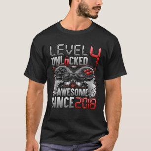 Camiseta Nível 4 Desbloqueado Incrível Desde 2018 4º Aniver