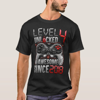 Camiseta Nível 4 Desbloqueado Incrível desde 2018 4º Aniver