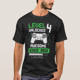 Camiseta Nível 4 Desbloqueado Incrível Desde 2018 Jogador 4