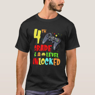 Camiseta Nível 4 Desbloqueado Videos games De Volta À Escol