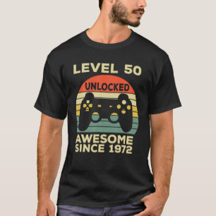Camiseta Nível 50 Aniversário Desbloqueado 50 Anos Sis Incr