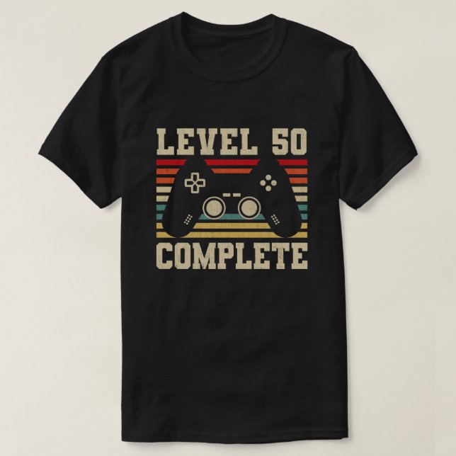 Camiseta Nível 50 Completo 50º Aniversário do Vídeo Gamer (Frente do Design)