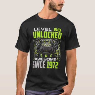 Camiseta Nível 50 Desbloqueado Incrível Desde 1972 50º A