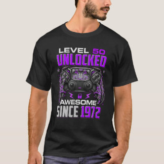 Camiseta Nível 50 Desbloqueado Incrível Desde 1972 50º Aniv