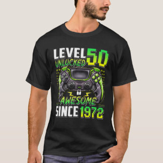 Camiseta Nível 50 Desbloqueado Incrível Desde 1972 50º Aniv