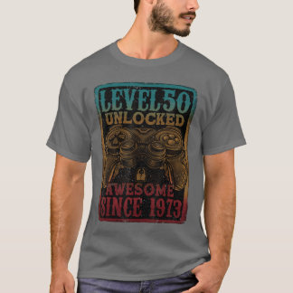 Camiseta Nível 50 Desbloqueado Incrível Desde 1973 50º Aniv