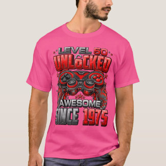 Camiseta Nível 50 Desbloqueado Incrível Desde 1975 50º Aniv