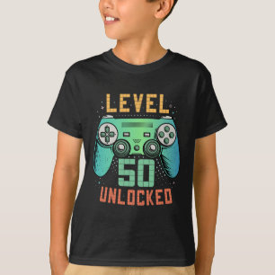 Camiseta Nível 50 Desbloqueado Presentes de Aniversário de