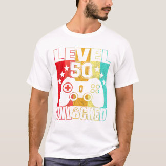 Camiseta Nível 50 Desbloqueados 50 anos de BDay Men