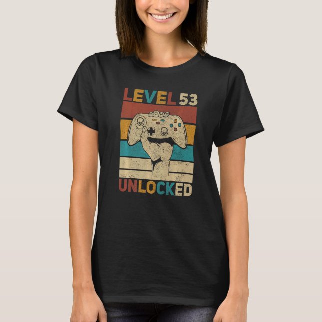 Camiseta Nível 53 Desbloqueado 53º Aniversário Gamer 53 Ano (Frente)
