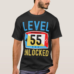 Camiseta Nível 55 Jogador 55 desbloqueado Aniversário