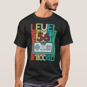 Camiseta Nível 56 Jogador de vídeo desbloqueado 56º anivers