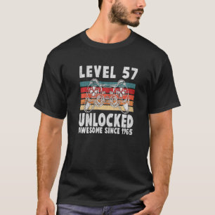 Camiseta Nível 57 Desbloqueado Incrível Desde 1965 Retro Bi