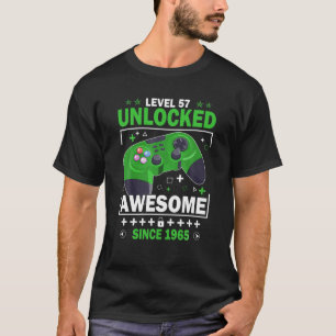 Camiseta Nível 57 Videos games Incríveis 1965 57Th Bi