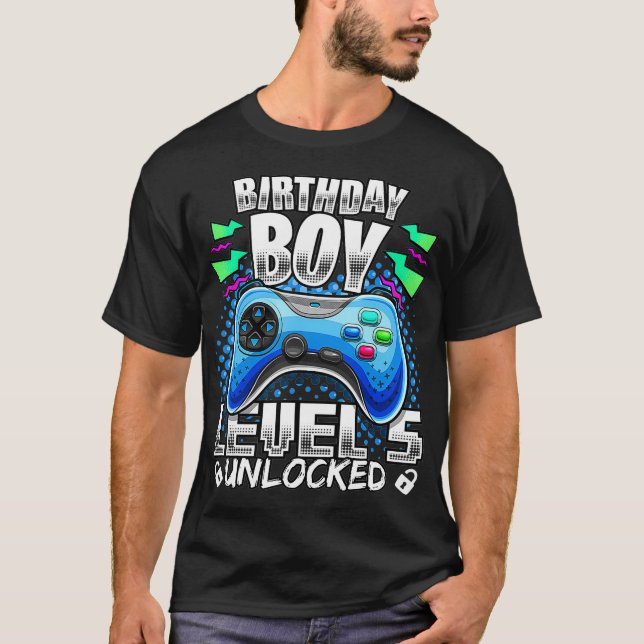 Camiseta Nível 5 Desbloqueado 5 de jogos de vídeo Aniversár (Frente)