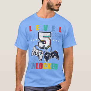 Camiseta Nível 5 Desbloqueado 5 do jogo de vídeo engraçado