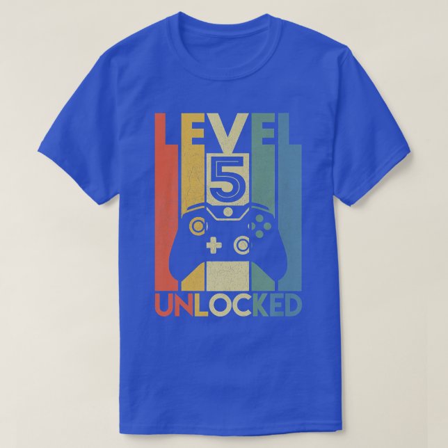 Camiseta Nível 5 Desbloqueado Gamer de vídeo 5 Birthday G (Frente do Design)