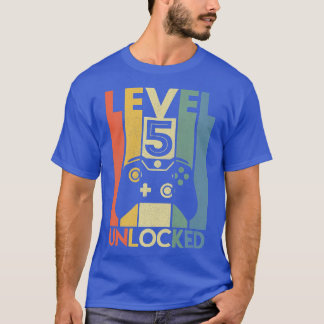 Camiseta Nível 5 Desbloqueado Gamer de vídeo 5 Birthday G