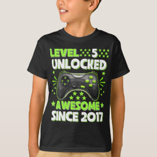 Camiseta Nível 5 Desbloqueado Incrível 2017 Vídeo Game 5 an