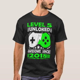 Camiseta Nível 5 Desbloqueado Incrível Desde 2018 5 Birthda