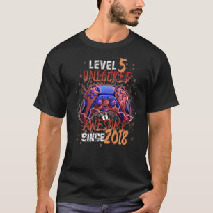 Camiseta Nível 5 Desbloqueado Incrível Desde 2018 5 Birthda