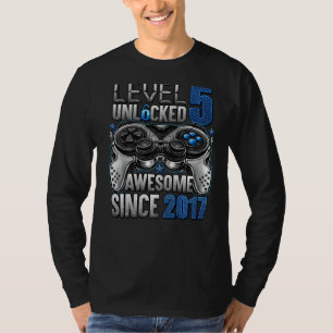 Camiseta Nível 5 Desbloqueado Incrível Desde o Aniversário