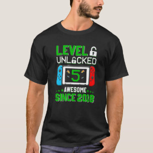 Camiseta Nível 5 Jogador de vídeo desbloqueado com 5 anos d