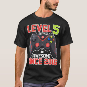 Camiseta Nível 5 Videos games de aniversário desbloqueados
