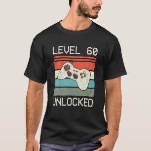 Camiseta Nível 60 de vídeo magro, jogador de vídeo desbloqu