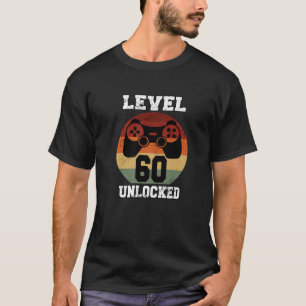 Camiseta Nível 60 Desbloqueado Com 60 Anos De Idade Retroa