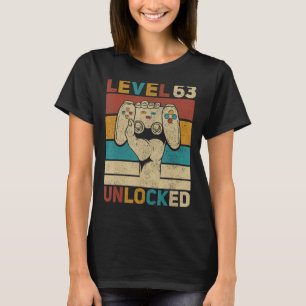 Camiseta Nível 63 Desbloqueado 63º Aniversário Gamer 63 Ano