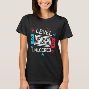 Camiseta Nível 67 Dias De Escola Desbloqueado Vídeo Engraça