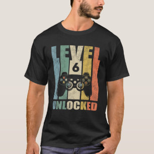 Camiseta Nível 6 6 de Jogo de Vídeo Desbloqueado Aniversári