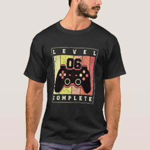 Camiseta Nível 6 Completo de Gamer Boys 6 Aniversário