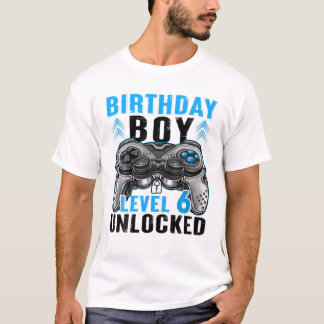 Camiseta Nível 6 Criança de aniversário desbloqueada Menino