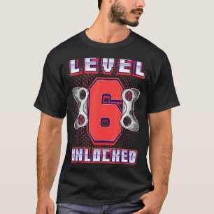 Camiseta Nível 6 Desbloqueado 6 de jogos de vídeo Aniversár