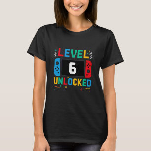 Camiseta Nível 6 Desbloqueado Aniversário Vídeo Gamer 6º An