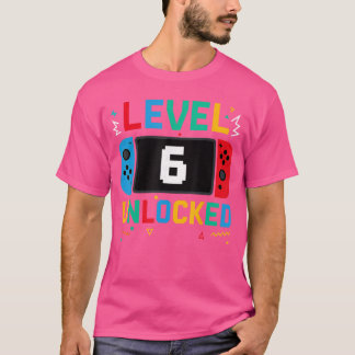 Camiseta Nível 6 Desbloqueado Aniversário Vídeo Gamer 6º An