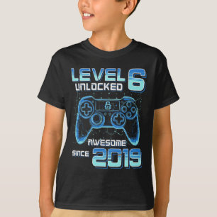 Camiseta Nível 6 Desbloqueado Festa de Video Game Aniversár